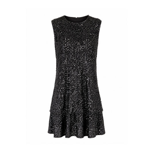Sequin Sleeveless Mini Dress with Ruffle Hem