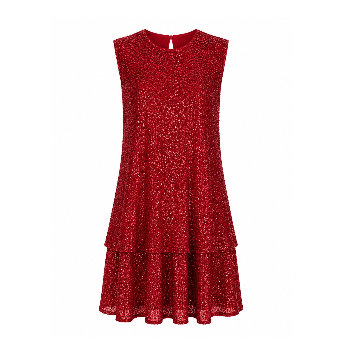 Sequin Sleeveless Mini Dress with Ruffle Hem