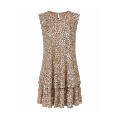 Sequin Sleeveless Mini Dress with Ruffle Hem
