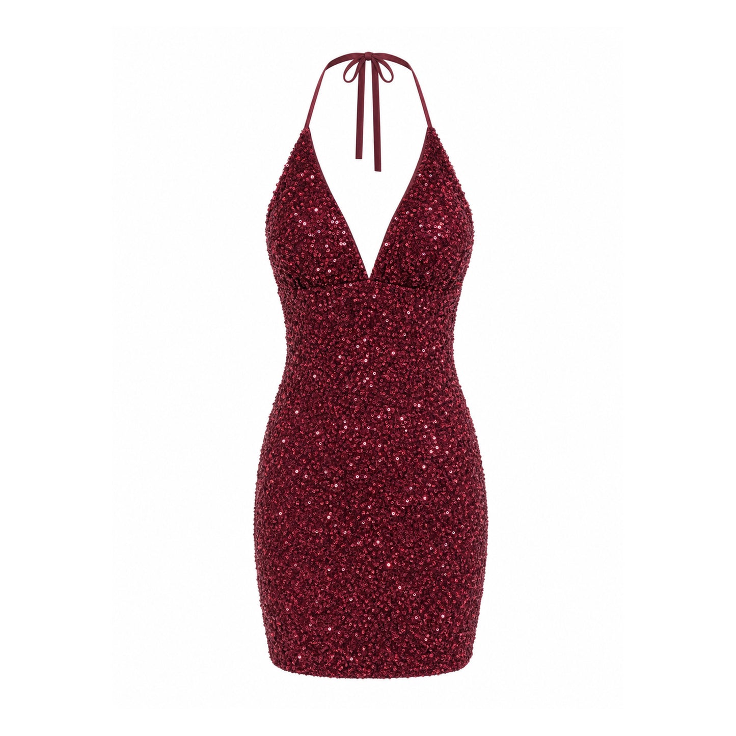 Sequin Halter Mini Dress – Open Back Party Dress