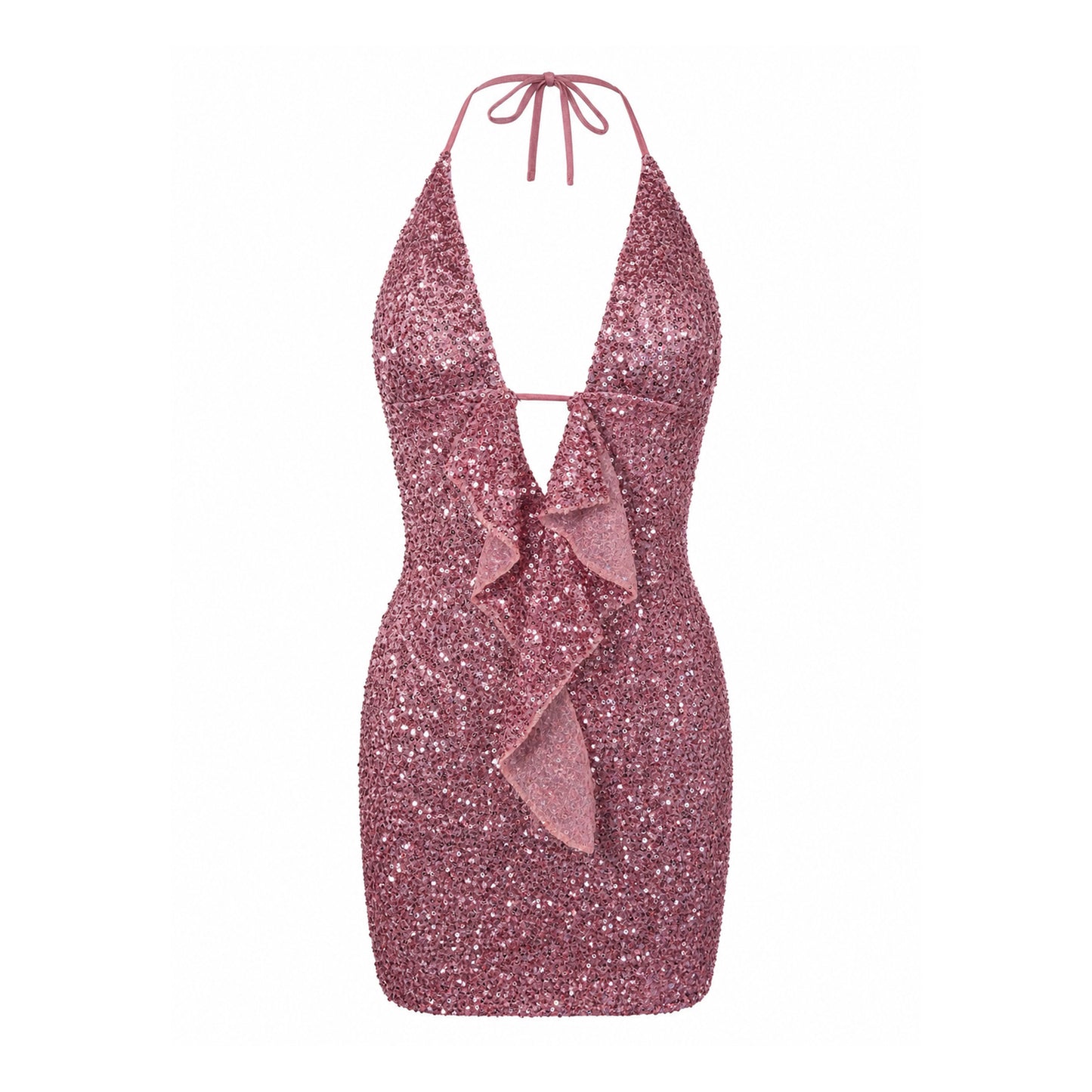 Sequin Halter Mini Dress – Backless Party Dress