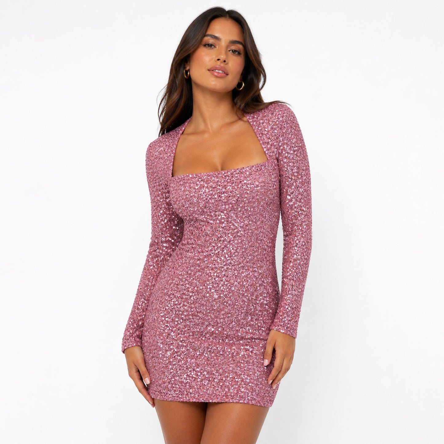 Sequin Long Sleeve Mini Dress