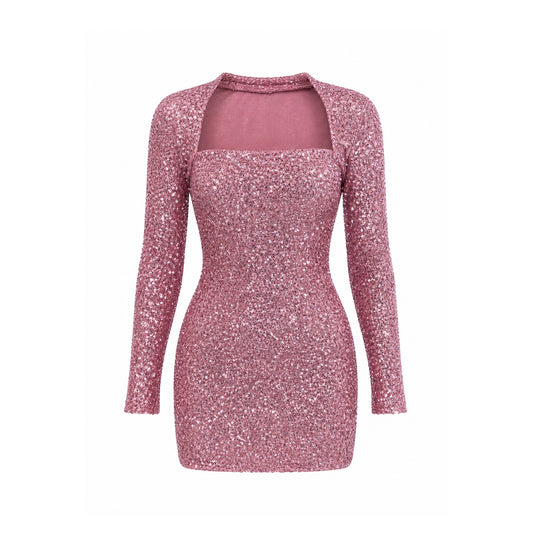 Sequin Long Sleeve Mini Dress