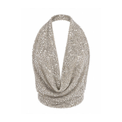 Sequin Draped Halter Top