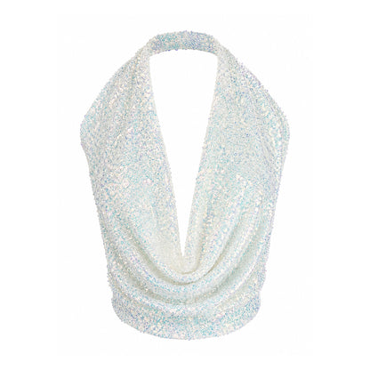 Sequin Draped Halter Top