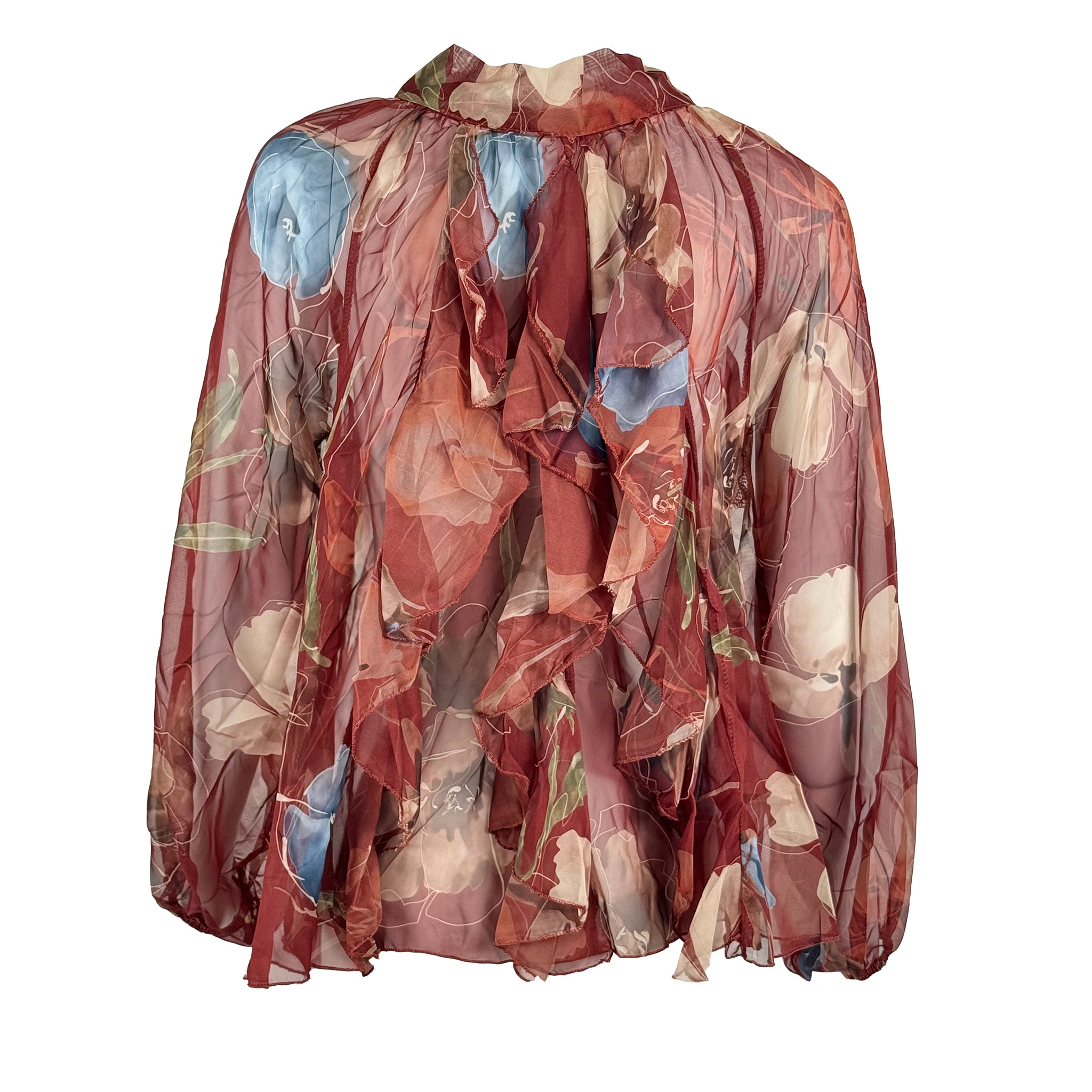 Sheer Tie-Neck Blouse