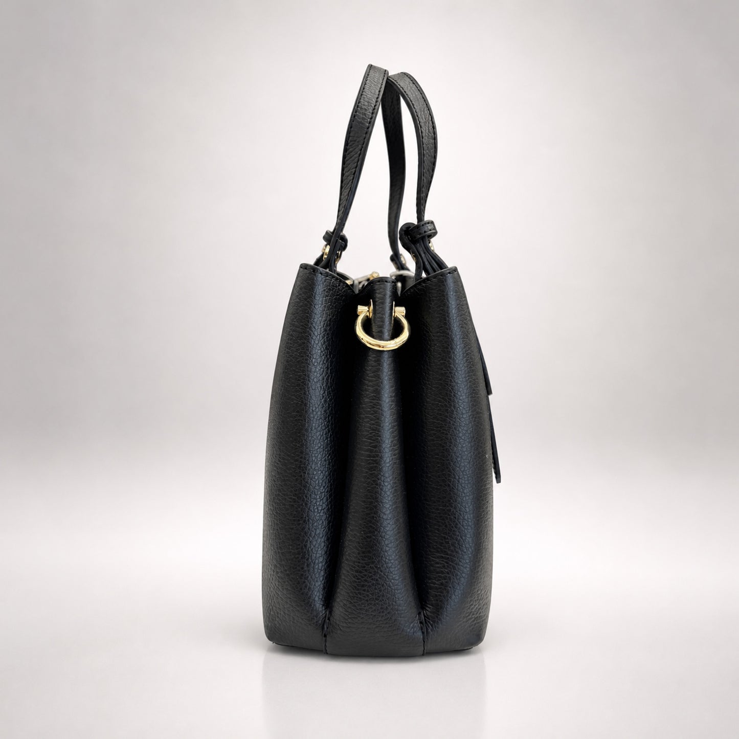 Pebbled Leather Tote with Polished Hardware