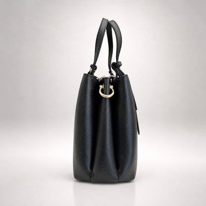 Pebbled Leather Tote with Polished Hardware