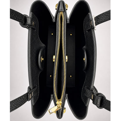 Pebbled Leather Tote with Polished Hardware