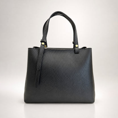 Pebbled Leather Tote with Polished Hardware