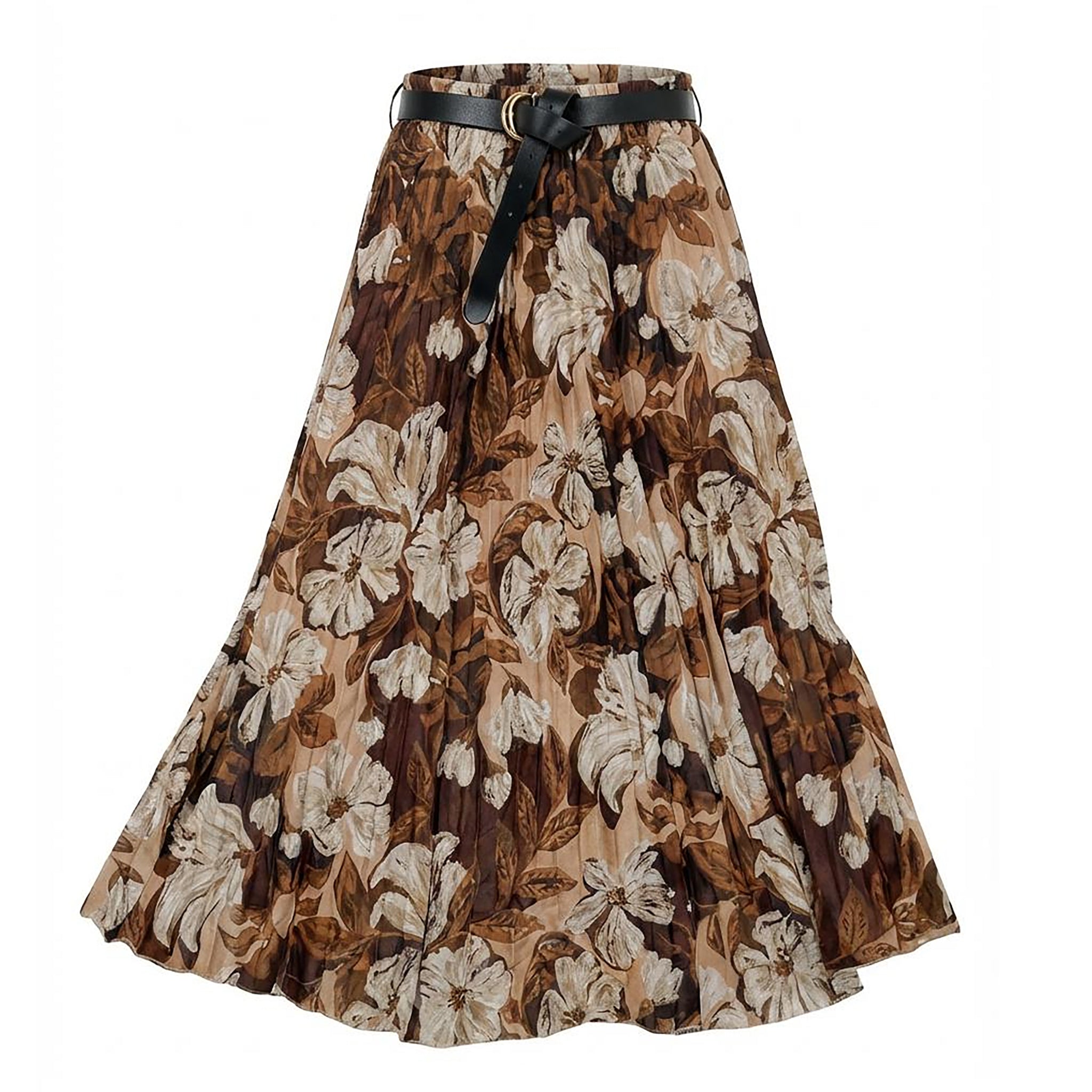 Floral Pleated Midi Skirt