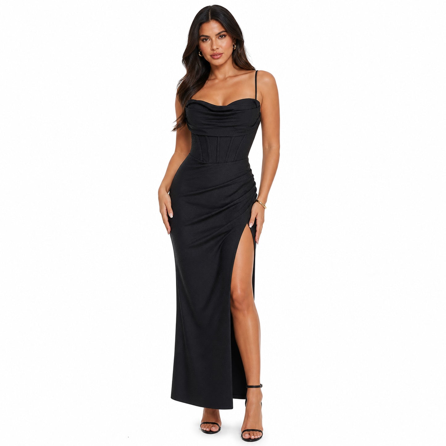Fitted Evening Gown With Spaghetti Strap
