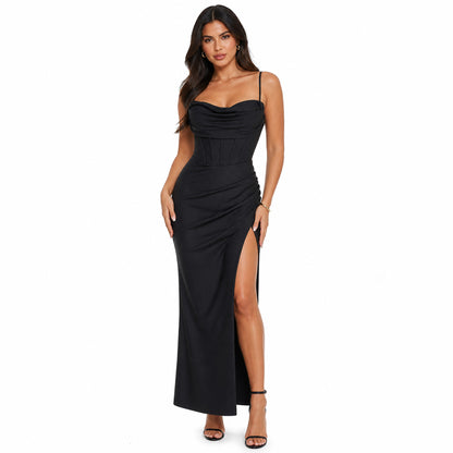 Fitted Evening Gown With Spaghetti Strap