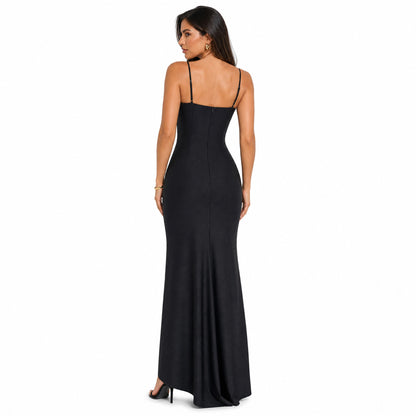 Fitted Evening Gown With Spaghetti Strap