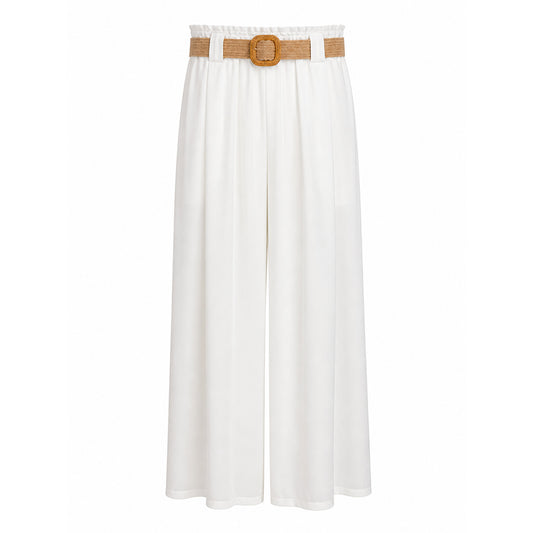 Wide-Leg Pants with Woven Belt