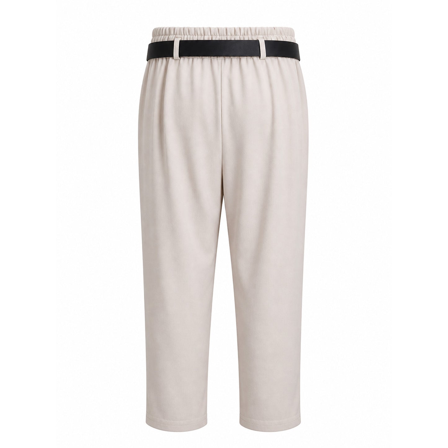 Elastic Waist Trousers with Black Belt – Relaxed Fit