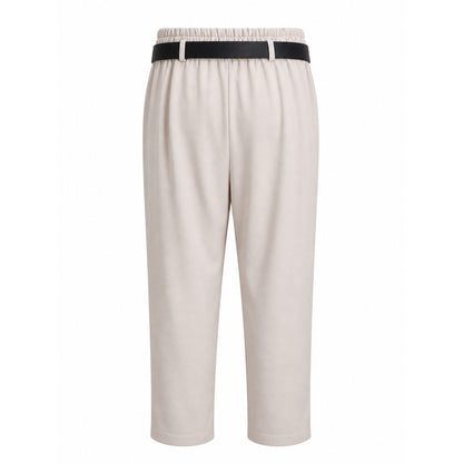 Elastic Waist Trousers with Black Belt – Relaxed Fit
