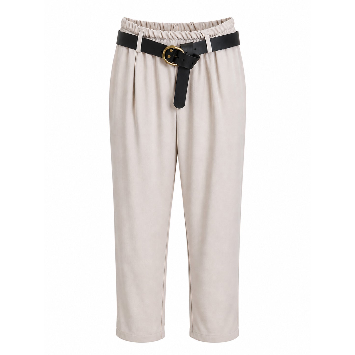 Elastic Waist Trousers with Black Belt – Relaxed Fit