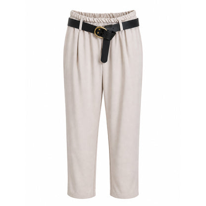 Elastic Waist Trousers with Black Belt – Relaxed Fit