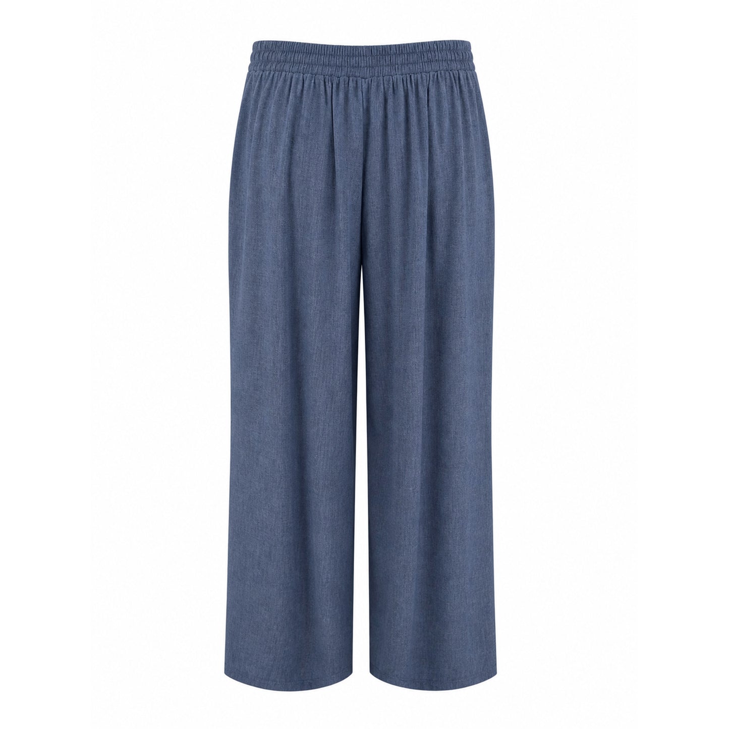 Wide-Leg Elastic Waist Pleated Pants