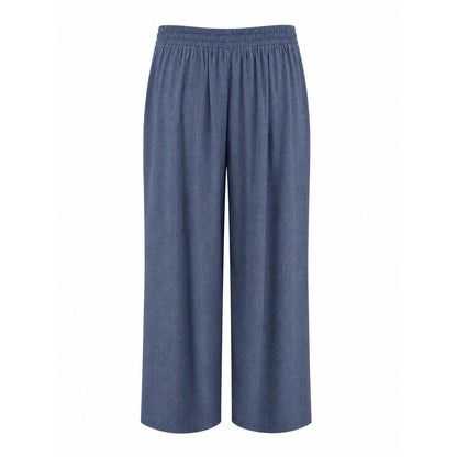 Wide-Leg Elastic Waist Pleated Pants