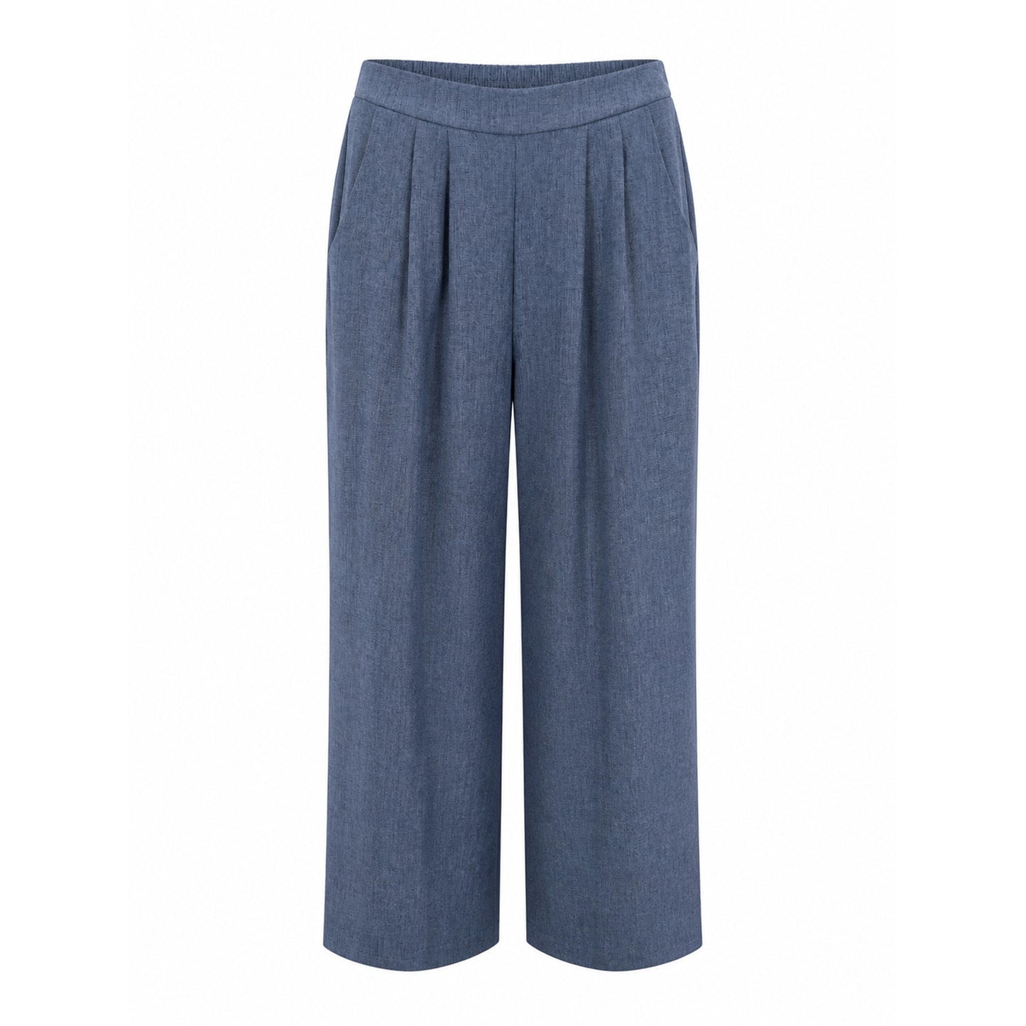 Wide-Leg Elastic Waist Pleated Pants