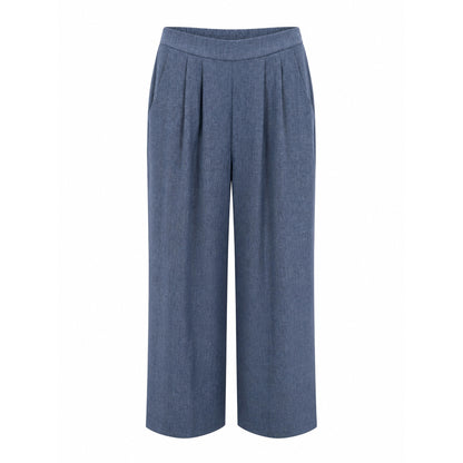 Wide-Leg Elastic Waist Pleated Pants