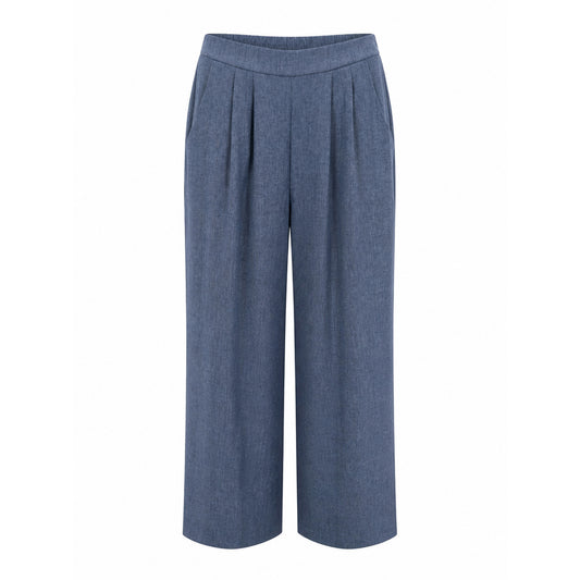 Wide-Leg Elastic Waist Pleated Pants