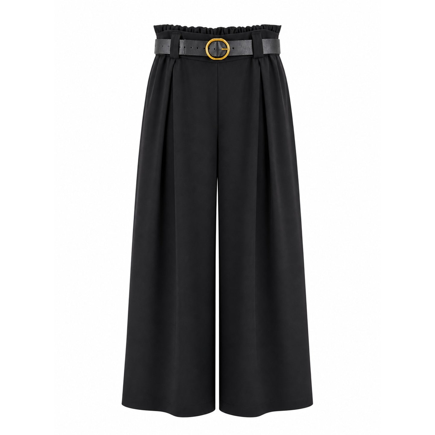 Wide-Leg Culotte Pants with Belt
