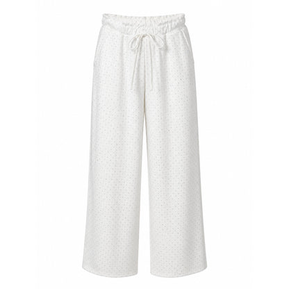 Rhinestone Wide-Leg Drawstring Pants
