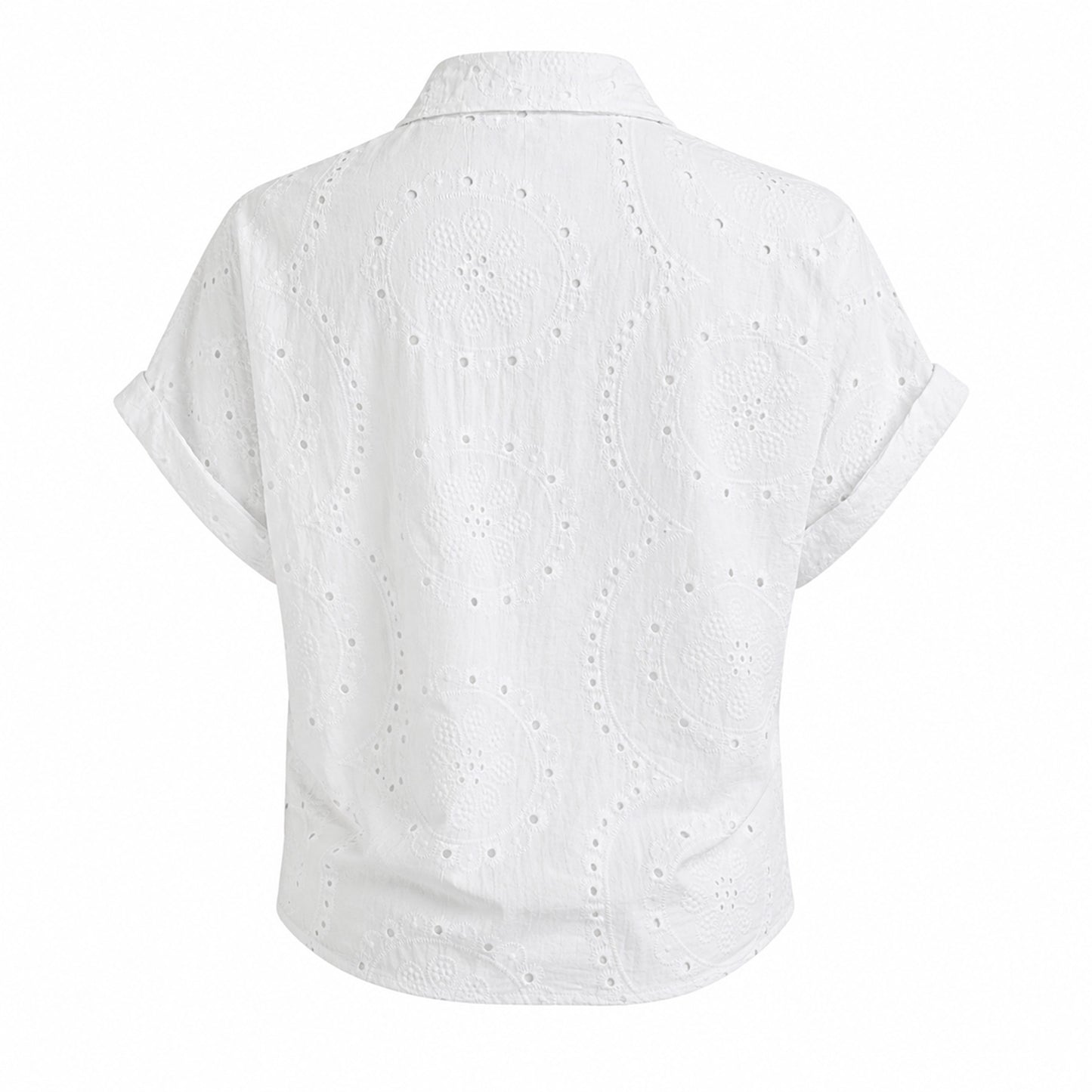 Eyelet Tie-Front Blouse