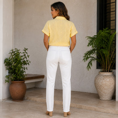 Eyelet Tie-Front Blouse