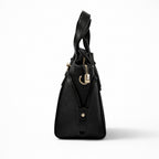 Genuine Leather Structured Handbag with Shoulder Strap