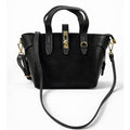 Genuine Leather Structured Handbag with Shoulder Strap