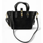 Genuine Leather Structured Handbag with Shoulder Strap