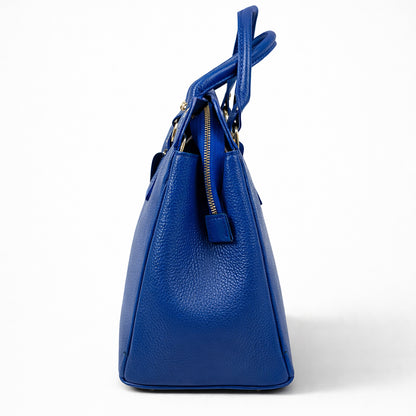 Genuine Leather Top Handle Bag with Heart Charm