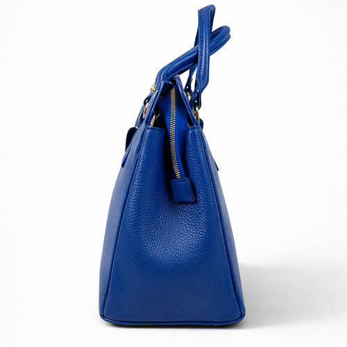 Genuine Leather Top Handle Bag with Heart Charm