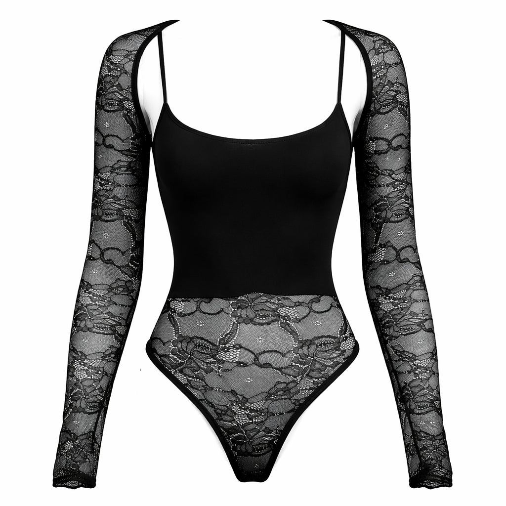 Lace Bodysuit with Removable Sleeves