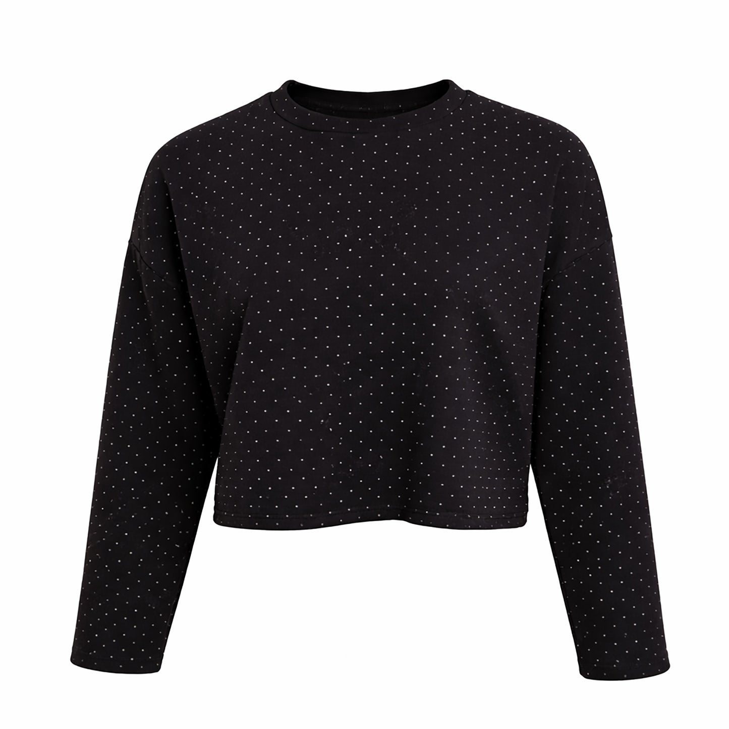 Rhinestone Cropped Long Sleeve Top