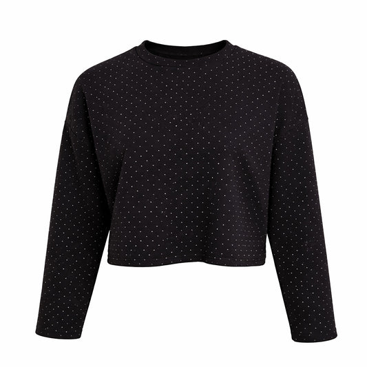 Rhinestone Cropped Long Sleeve Top