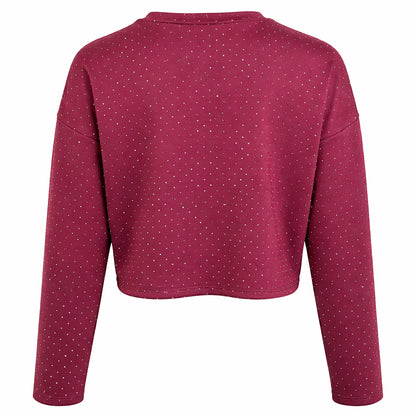 Rhinestone Cropped Long Sleeve Top