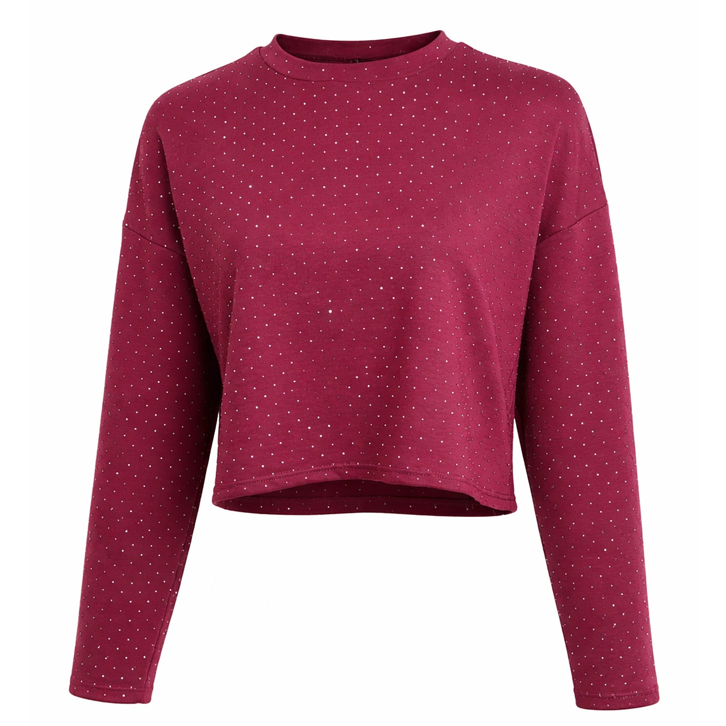Rhinestone Cropped Long Sleeve Top