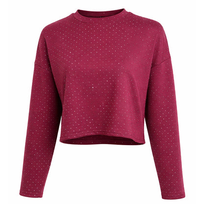 Rhinestone Cropped Long Sleeve Top