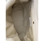 Cream Pebbled Leather Top-Handle Bag with Detachable Shoulder Strap