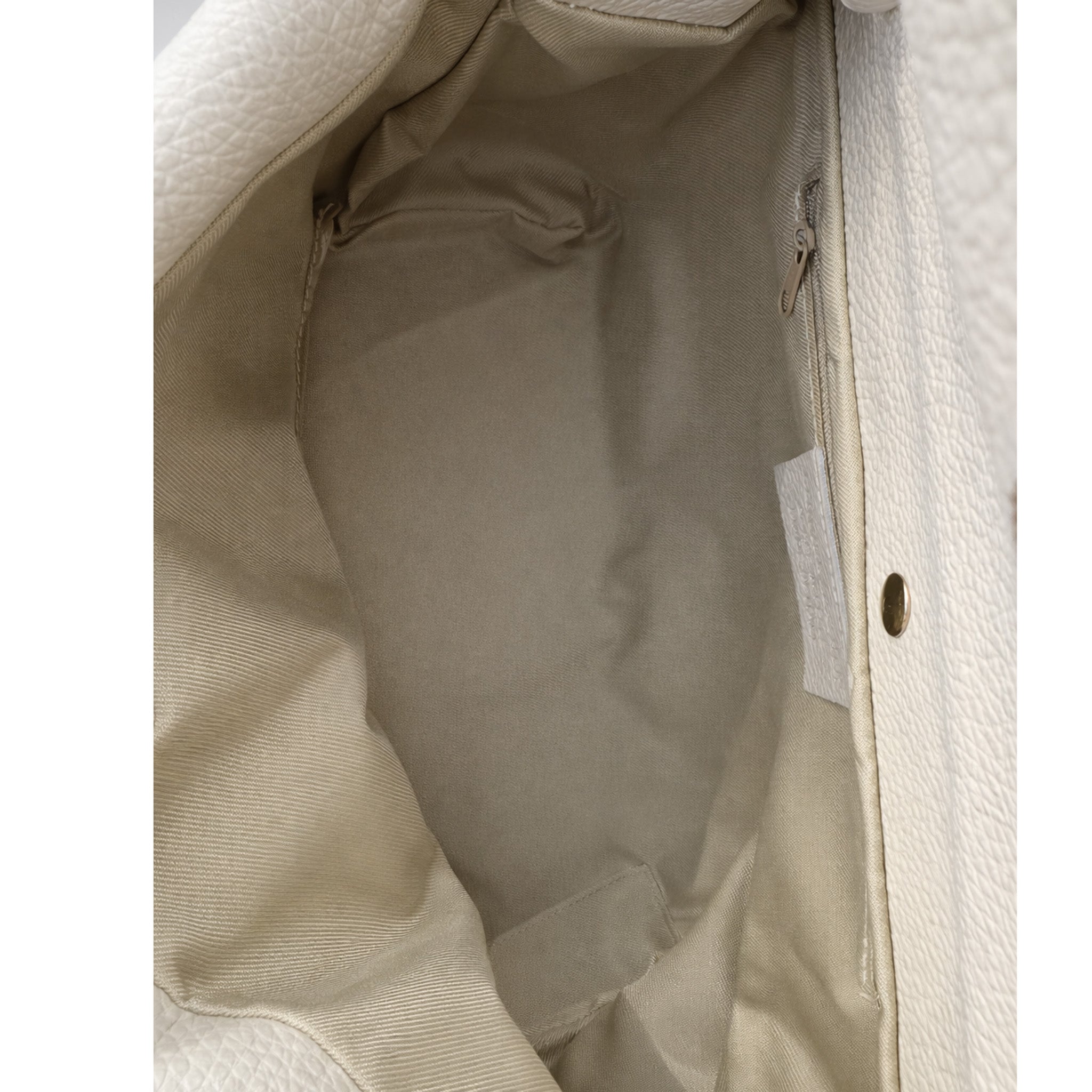 Cream Pebbled Leather Top-Handle Bag with Detachable Shoulder Strap