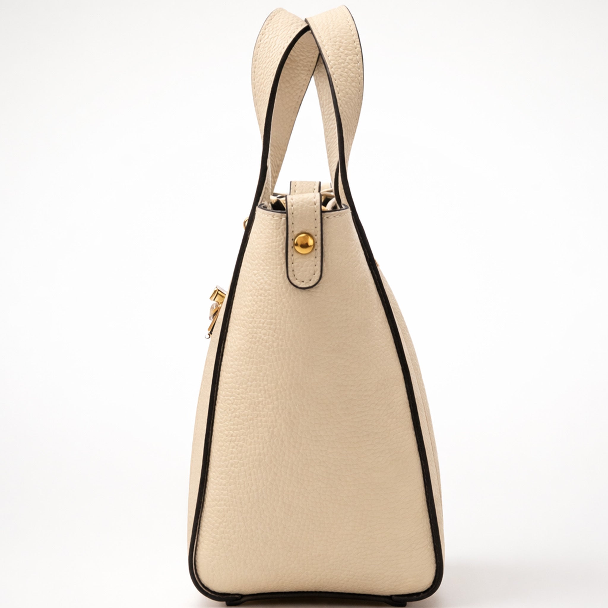 Pebbled Leather Tote Bag with Gold Hardware & Removable Pouch