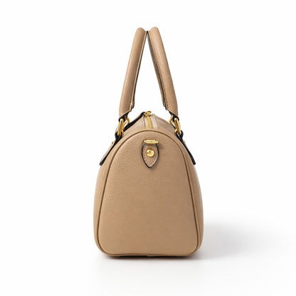 Pebbled Leather Mini Barrel Handbag