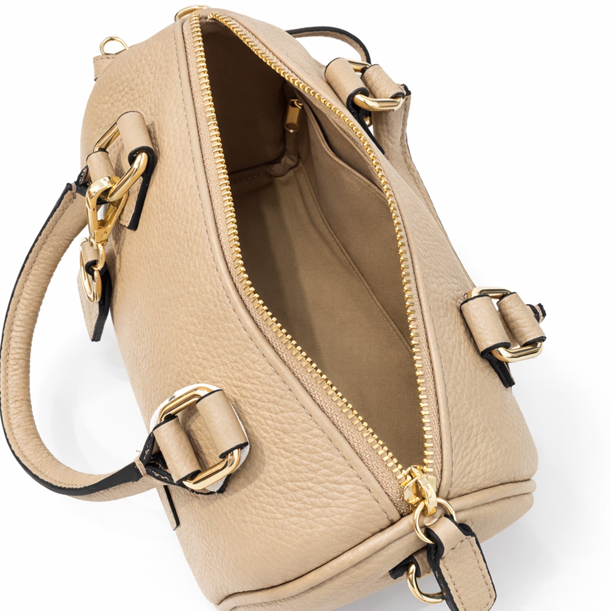 Pebbled Leather Mini Barrel Handbag