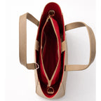 Structured Tote Bag with Red Interior