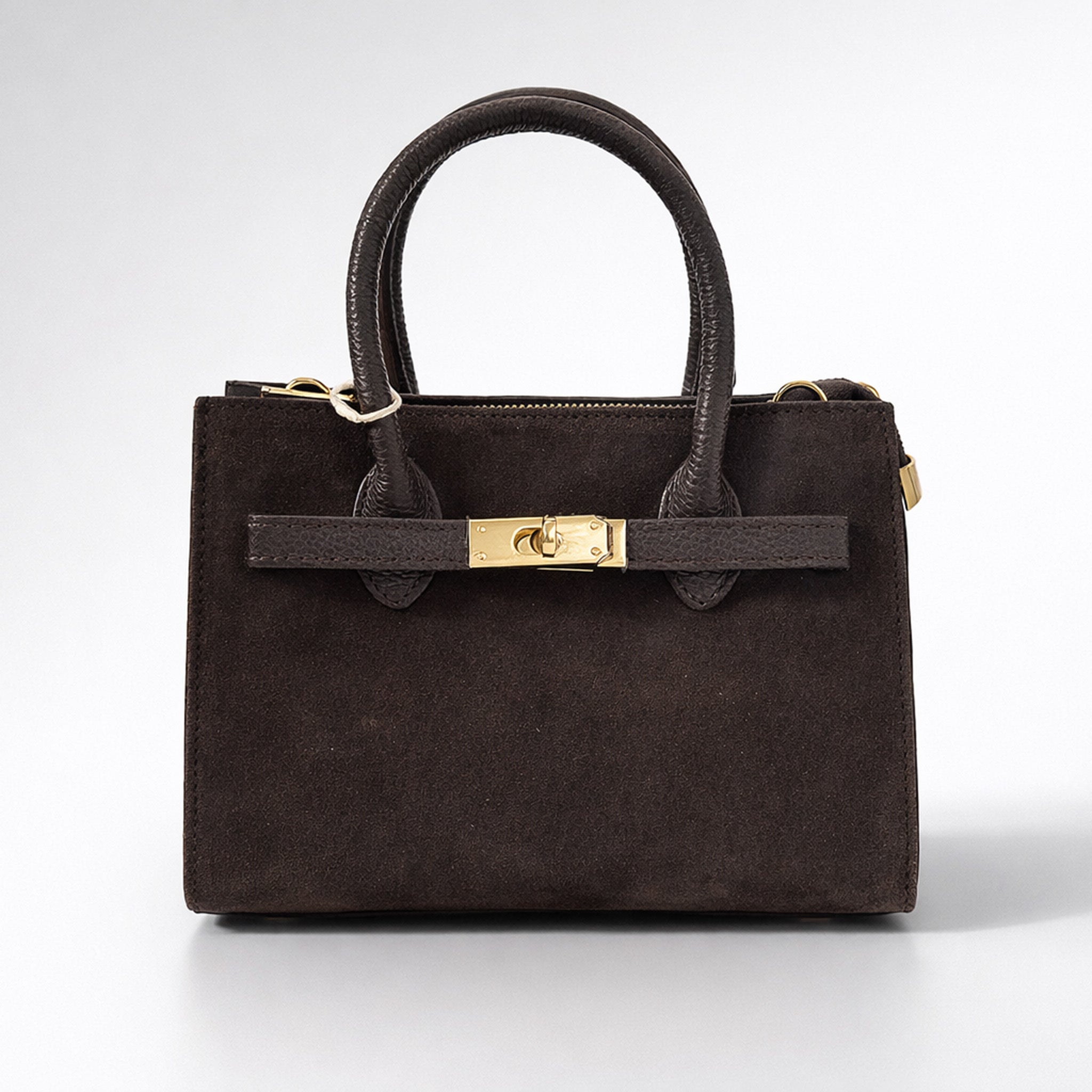 Suede Leather Mini Top Handle Bag